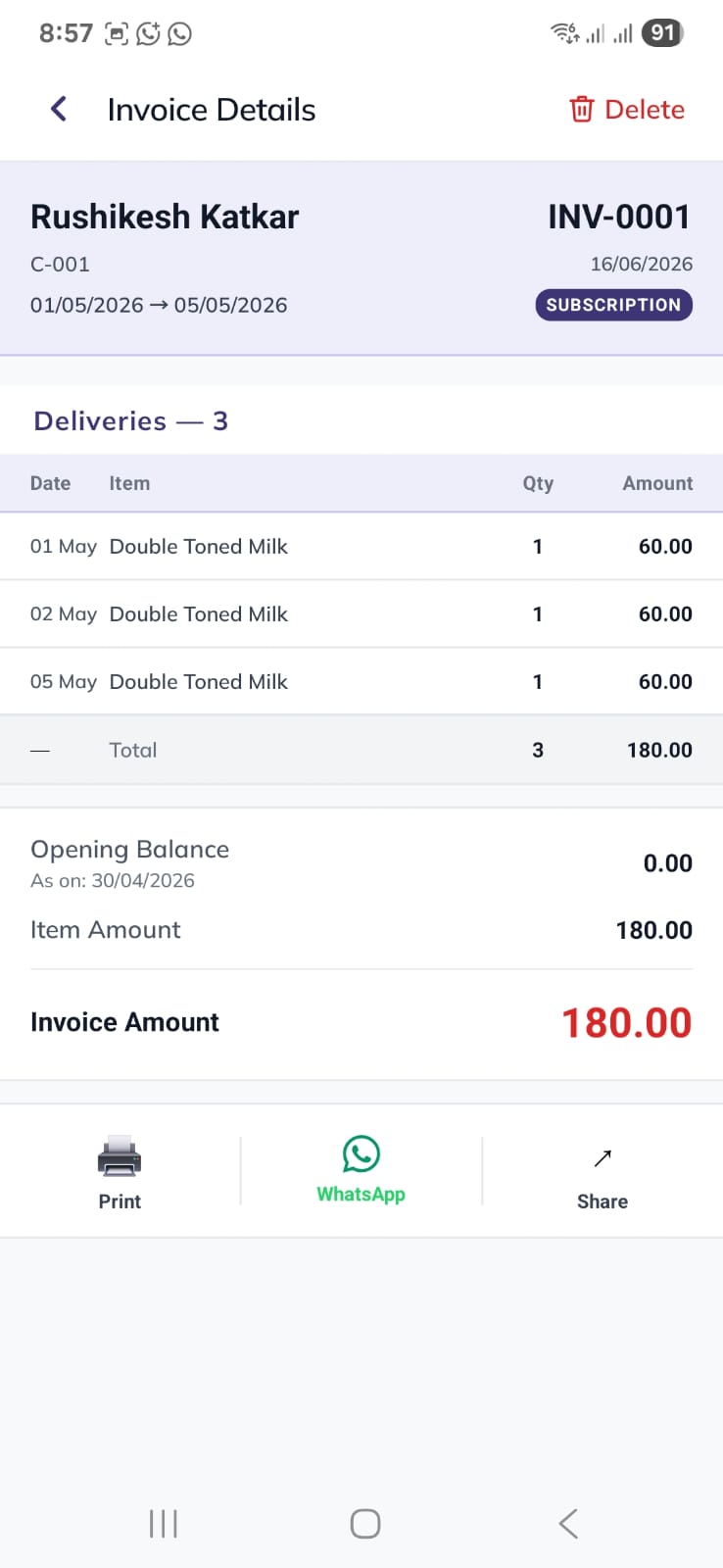 DailyTx invoice — auto-computed from deliveries